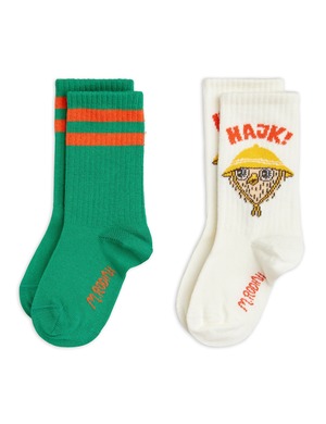 【24SS 】minirodini( ミニロディーニ ) HIKE 2pack SOCKS 　multi  靴下　ソックス 　鳥　ライン