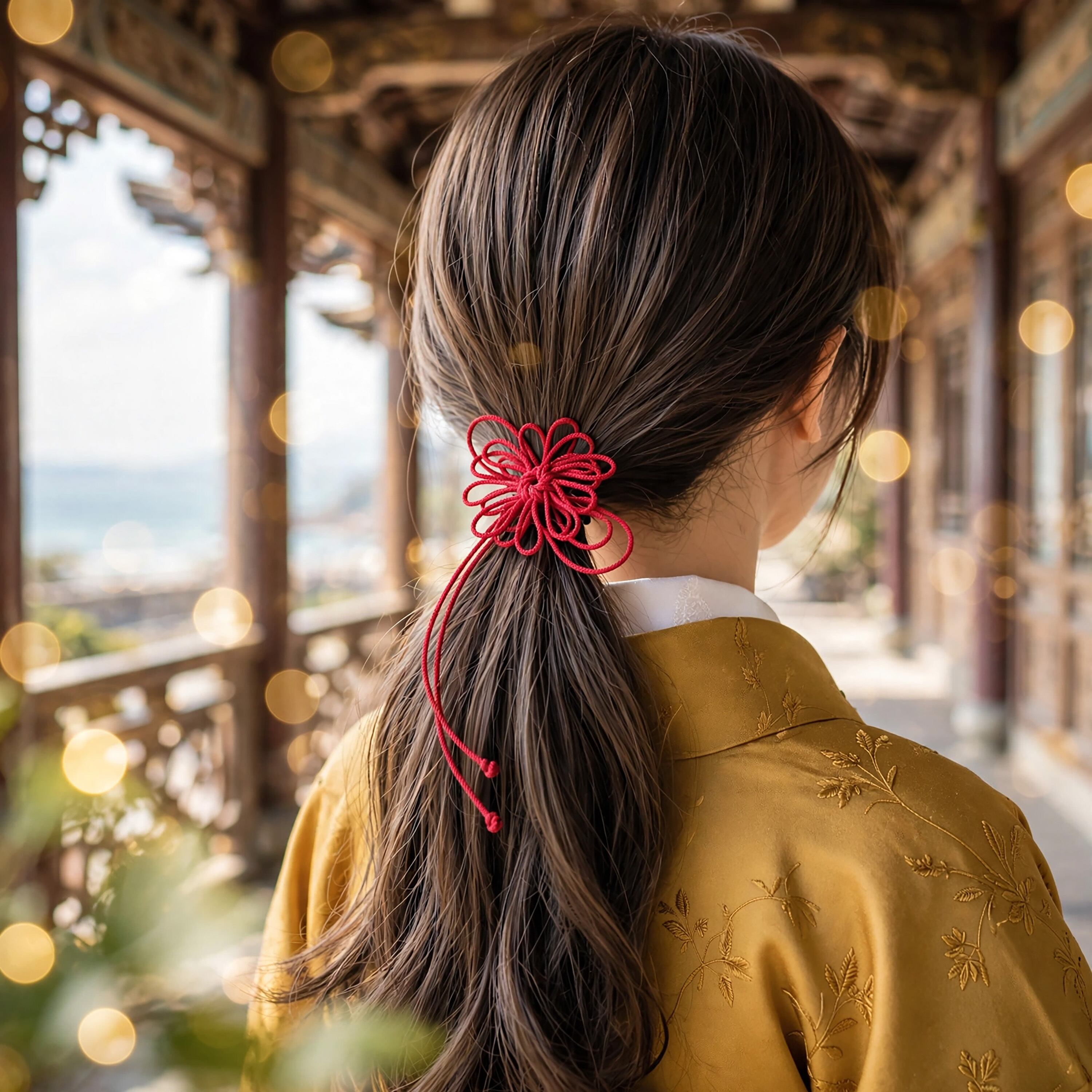 飾り結びヘアゴム「導、華カカゲ」|着物・浴衣に簡単アレンジで和装ヘア