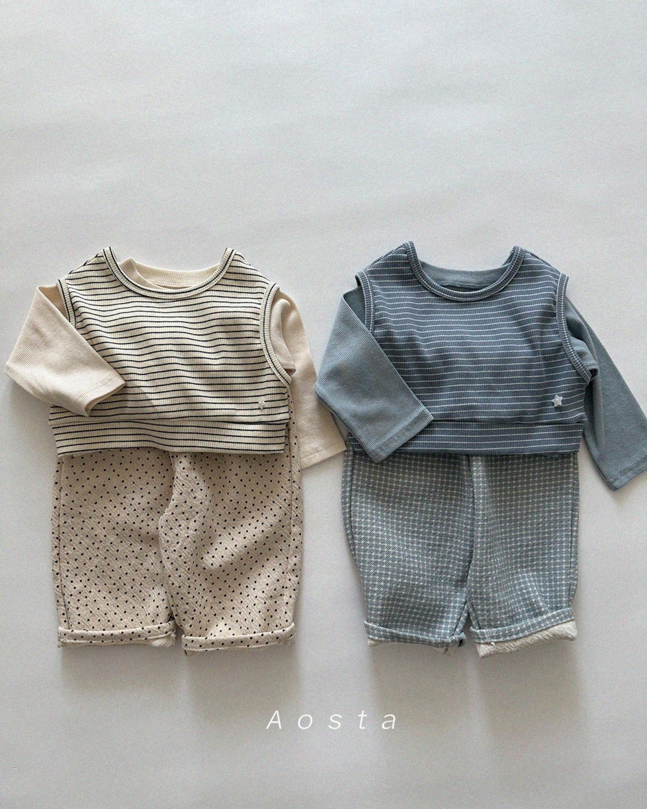 【Aosta】チノパンツ2026S／ブルーチェック（70~110cm） - 9