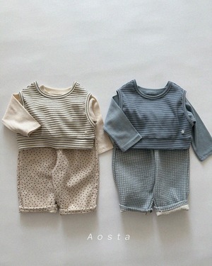 【Aosta】チノパンツ2026S／ブルーチェック（70~110cm）