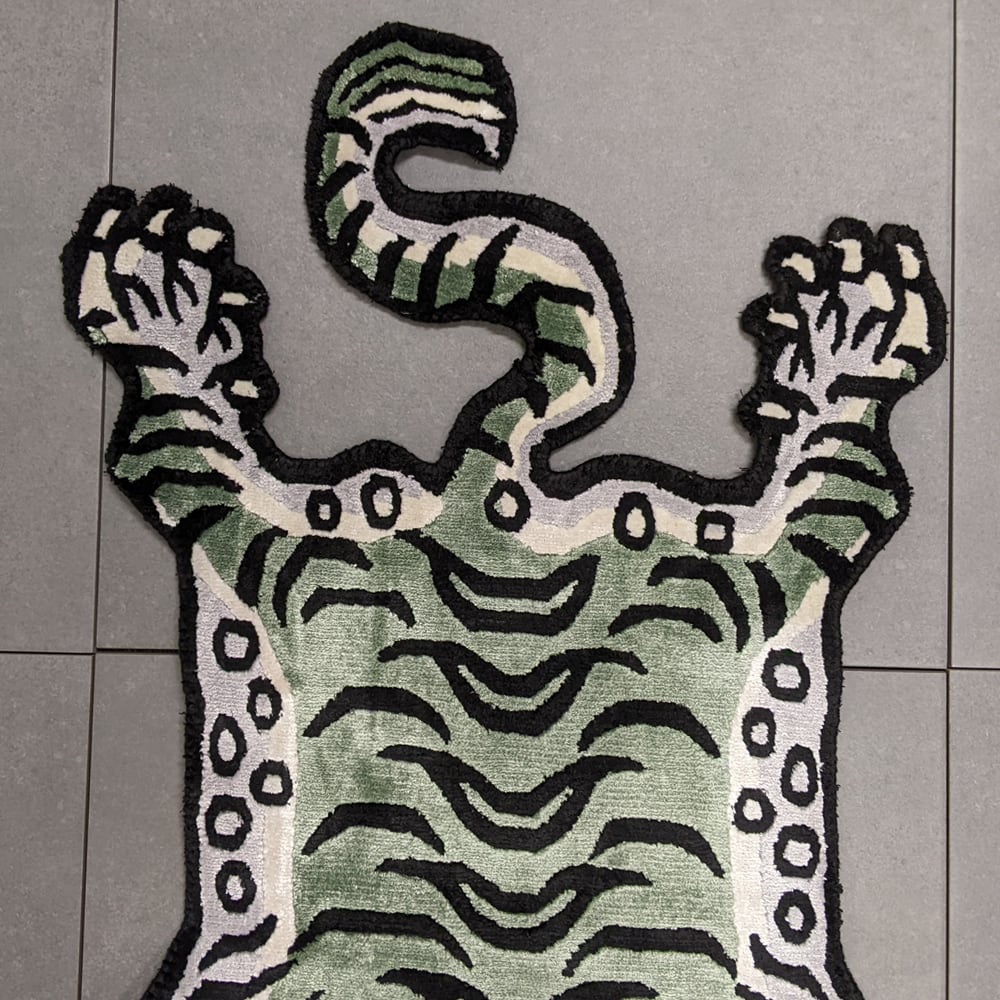 Tibetan Tiger Rug (XSサイズ シルク フォレストグリーン 054