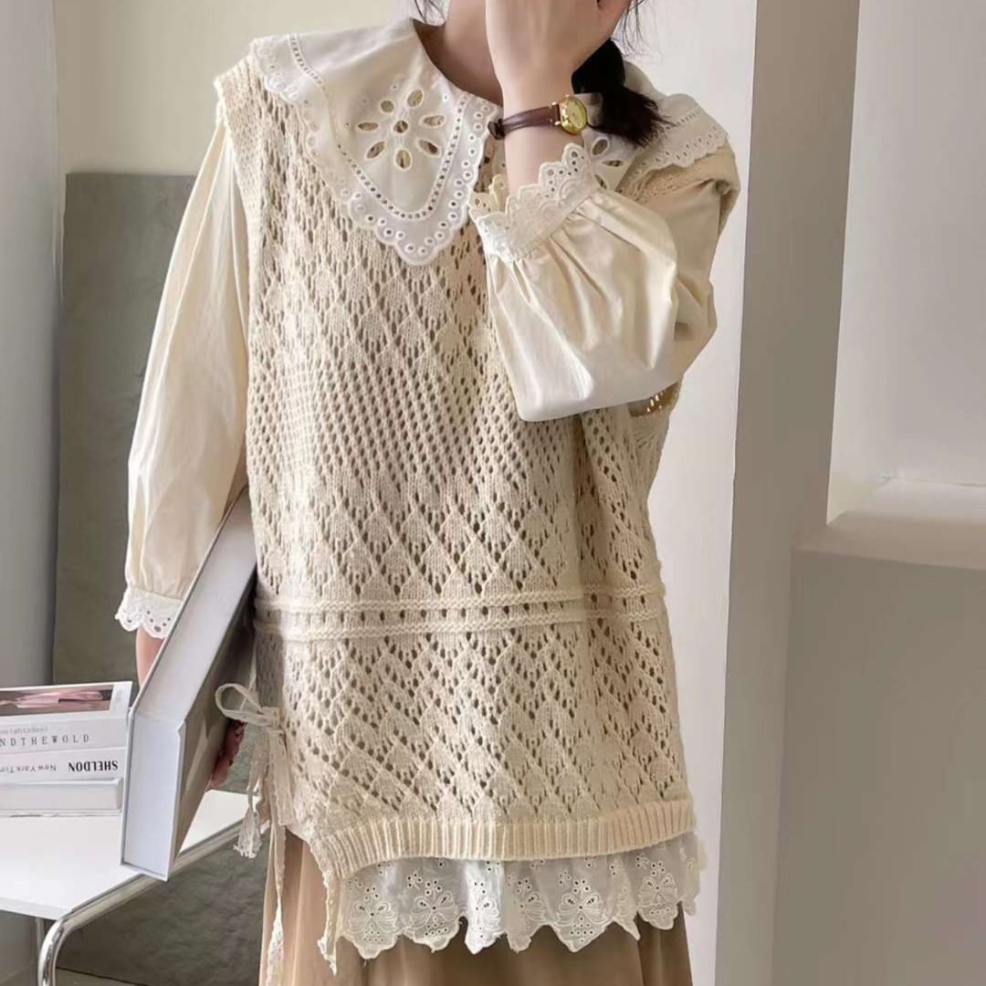 ☆美品☆KANEKO ISAO高級レース ベスト・ジレ フリル リボン F レースレースベスト 2col 12-130 | Raglana