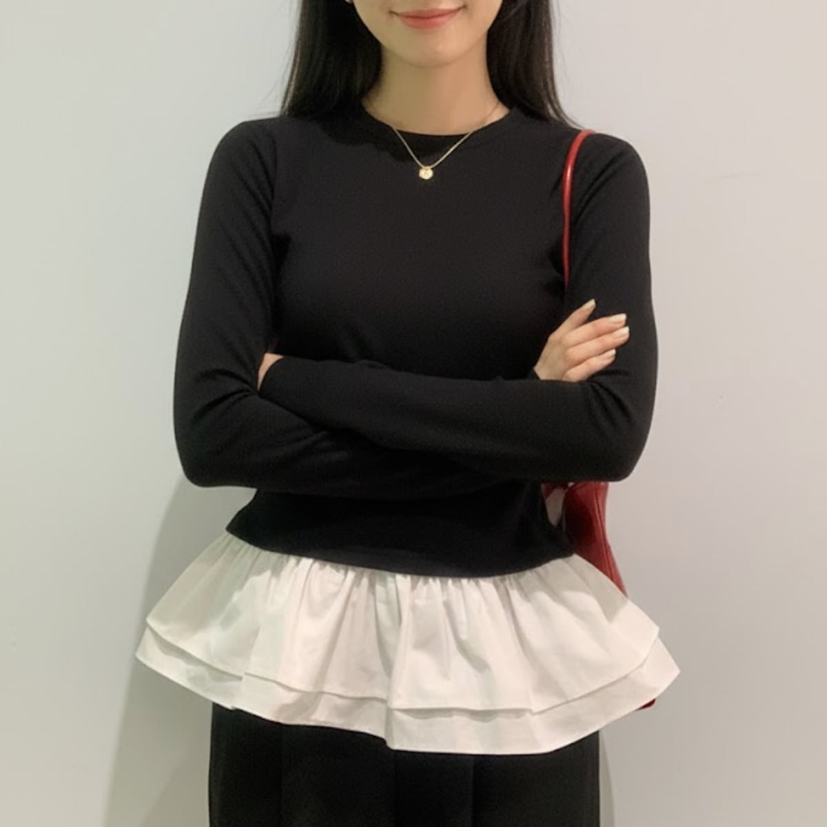 Peplum Frill Tunic Top ch0298