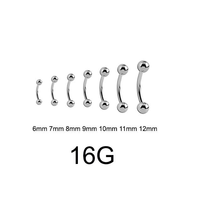 眉ピアス 16G スタンダード バナナバーベル 軟骨ピアス アイブロー