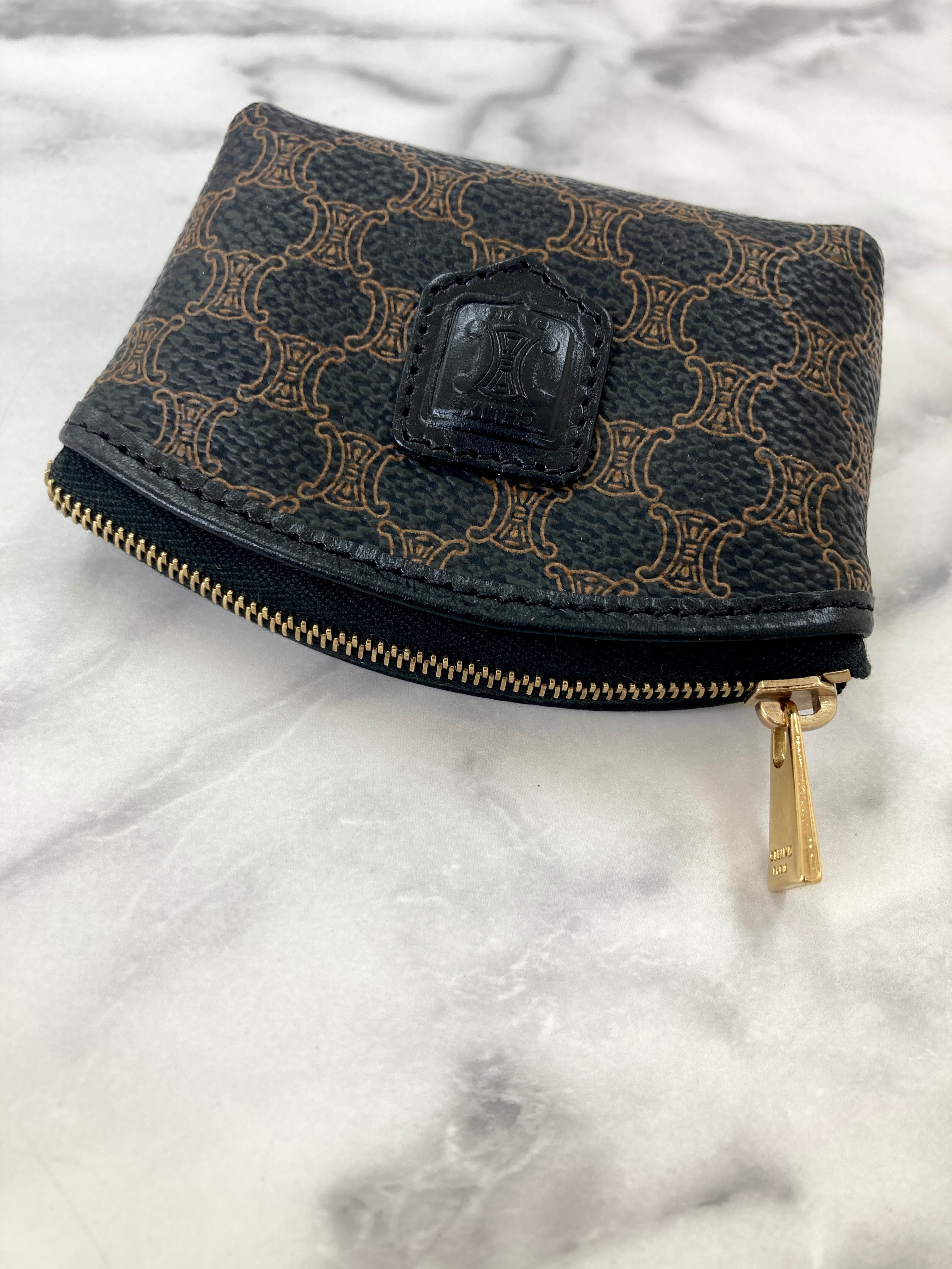 CELINE セリーヌ マカダム ブラゾン型 レザー コインケース 財布