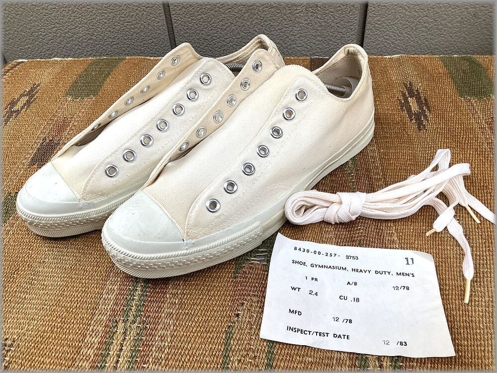 ☆70s PF INDUSTRIES INC CONVERSE アーミーコンバース 生成り デッド