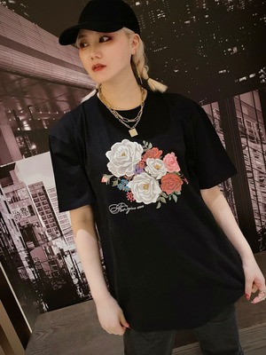 FORGIVE ME Flower BIGシルエットTシャツ Black