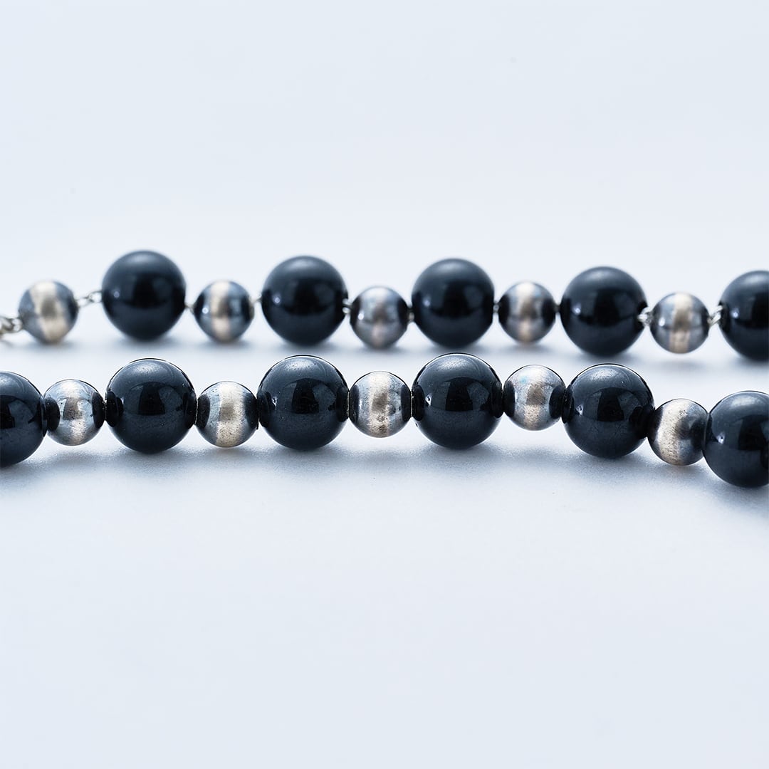 C-049 Navajo Pearl Necklace(Black Tourmaline) (47cm) | WAKAN
