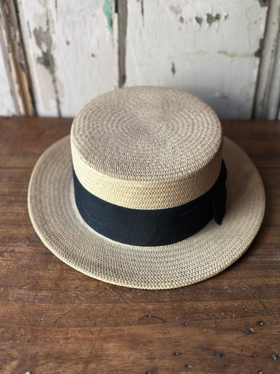ハット 帽子 黒リボン 麦わら帽子 カンカン帽子 | Brocante de La