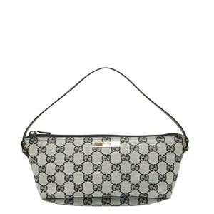 グッチ GGキャンバス ハンドバッグ アクセサリーポーチ 039 1103 ネイビー キャンバス レザー レディース GUCCI 【中古】