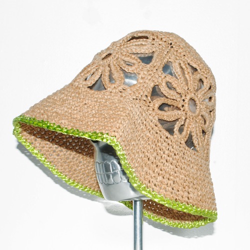 『the girls』Manila hemp woven hat/green hem