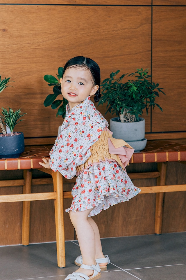 【3点set】YUKATA mini dress〈pink flower〉