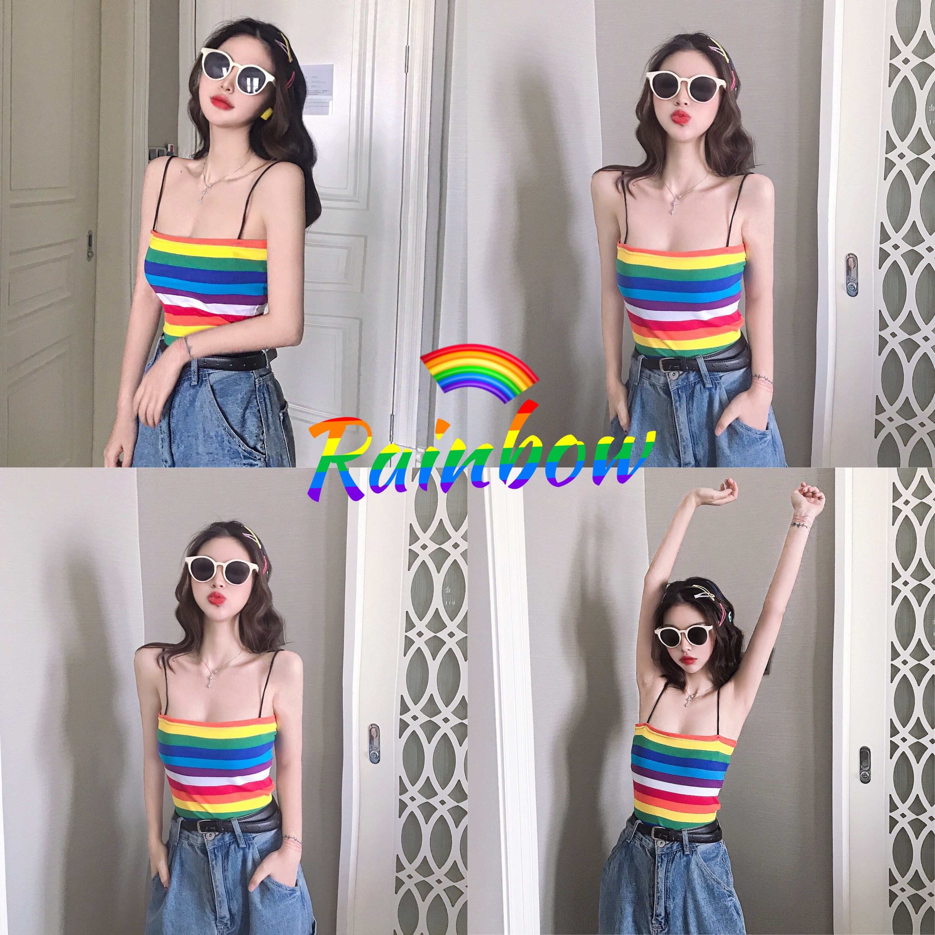 ストライプカラーノースリーブトップス ドラファッションホール89248042039