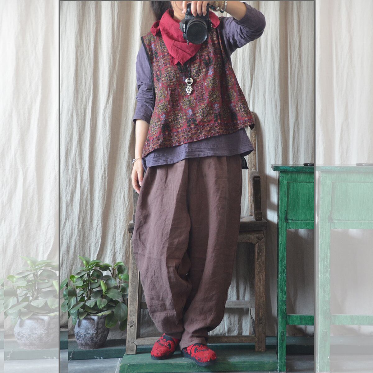 サマールーズカジュアルパンツ レディース コットン 夏物 Yiranxuaディースワード16325490763