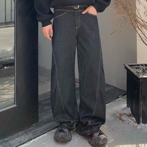 シミターカットワイドシルエットデニム C10475