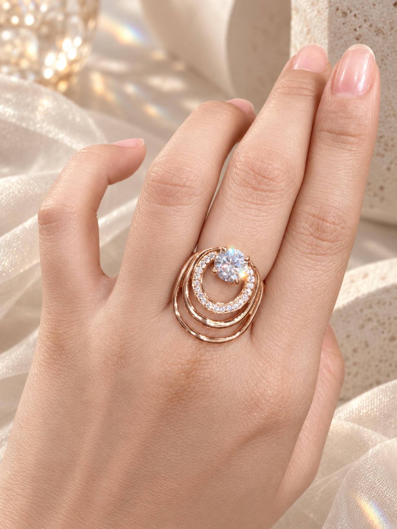 Halo Ring｜Pink Gold Plated