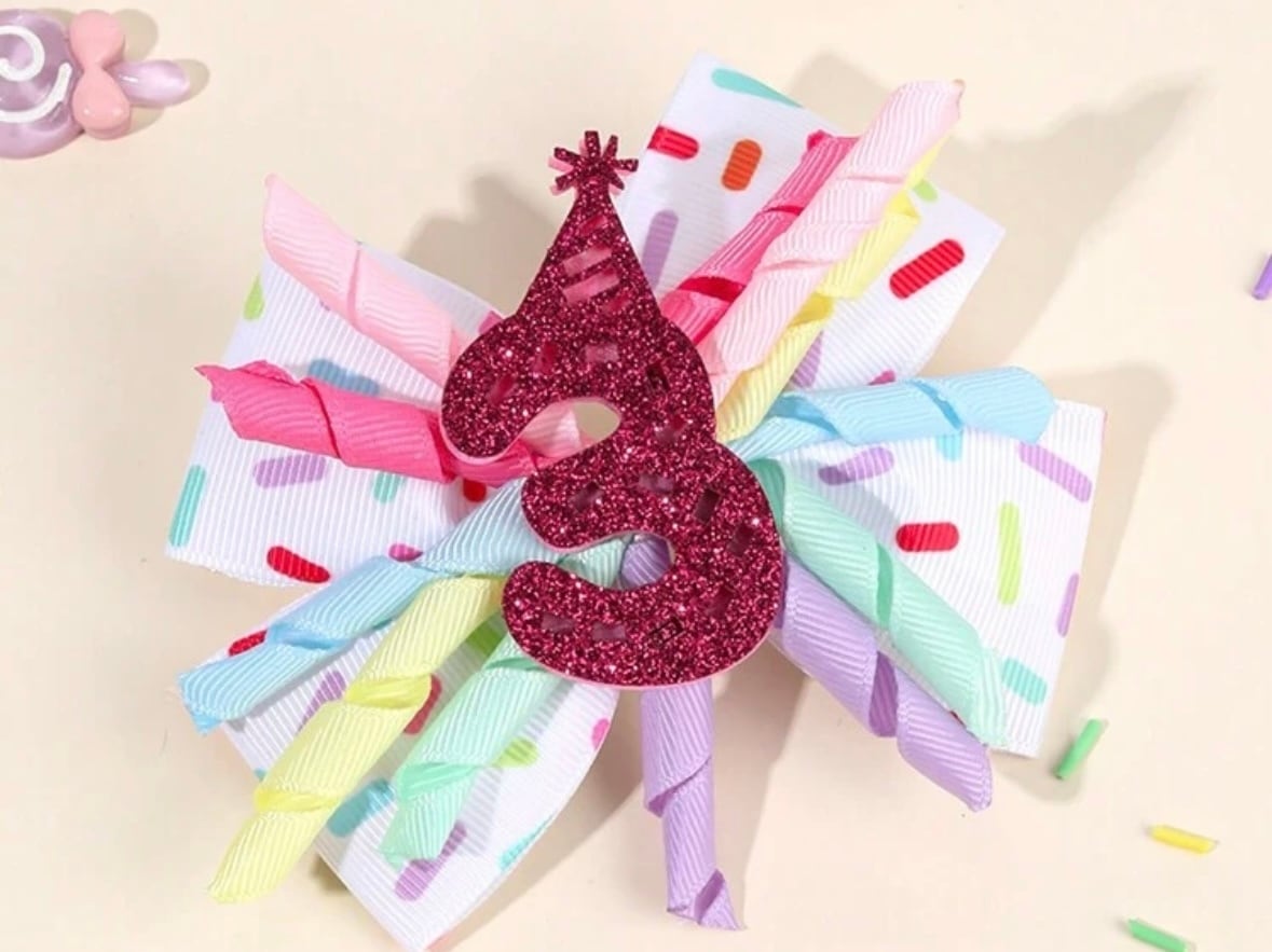 くるくるキラキラBirthday 年齢おリボンヘアバンド