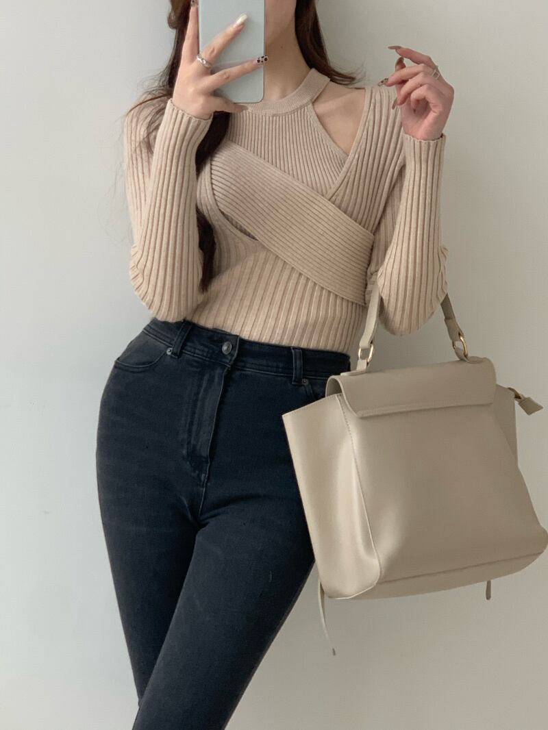 ニットセーター ショートシャツ スプリングトップス 春物 ブラックストロベリース74476266860