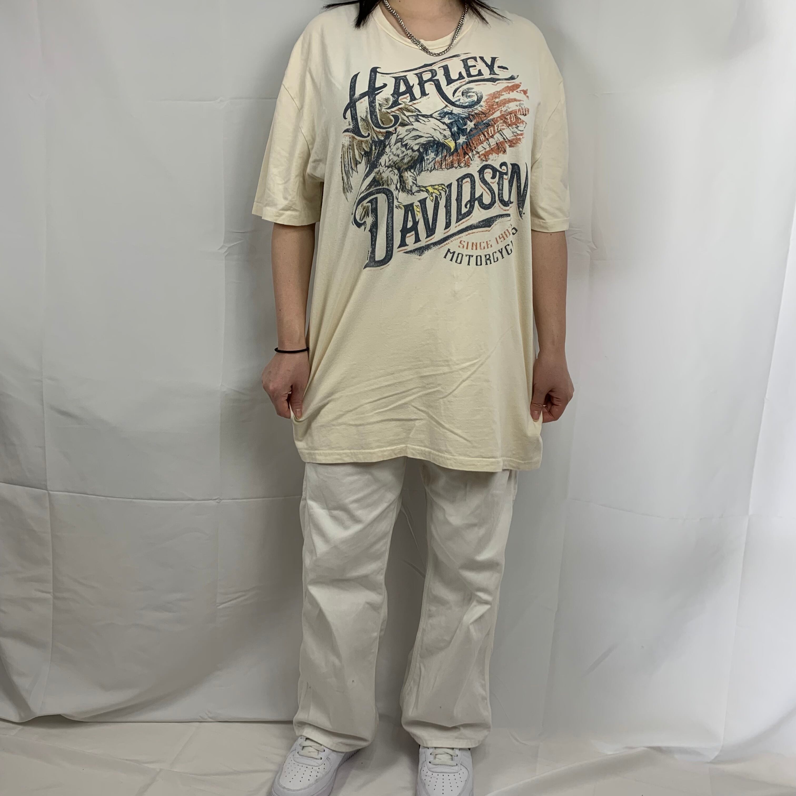 harley davidson ハーレーダビッドソン　ベージュ　tシャツ