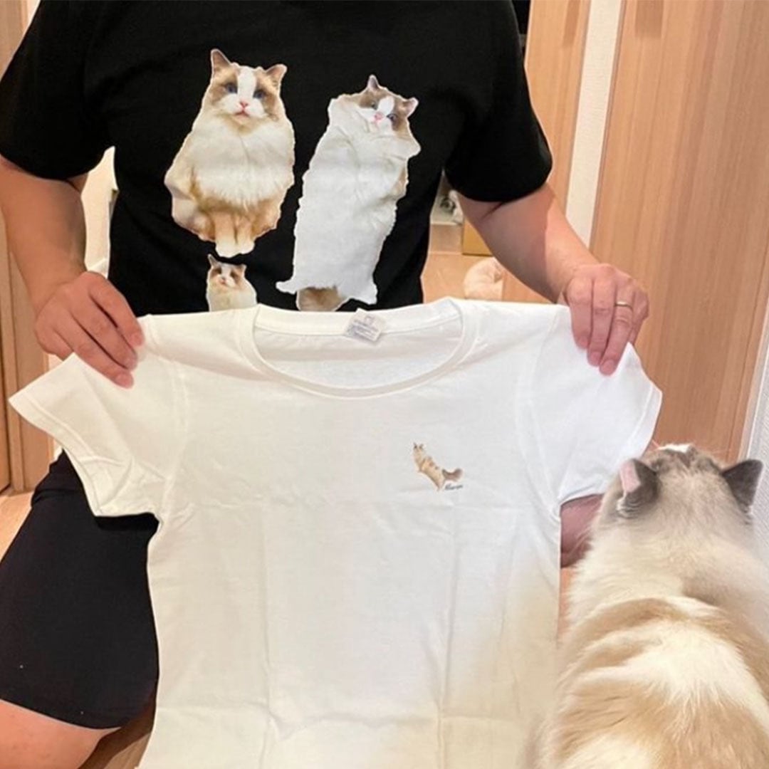1JINN STUDIO 猫&amp;犬 プリント ミニ Tシャツ ショート丈 ハート 犬猫ショートTシャツ[品番：GORW0006146]｜GORGE （ゴージ