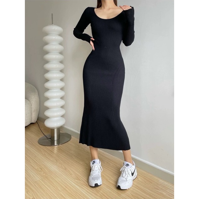 rib knit long one-piece la2584