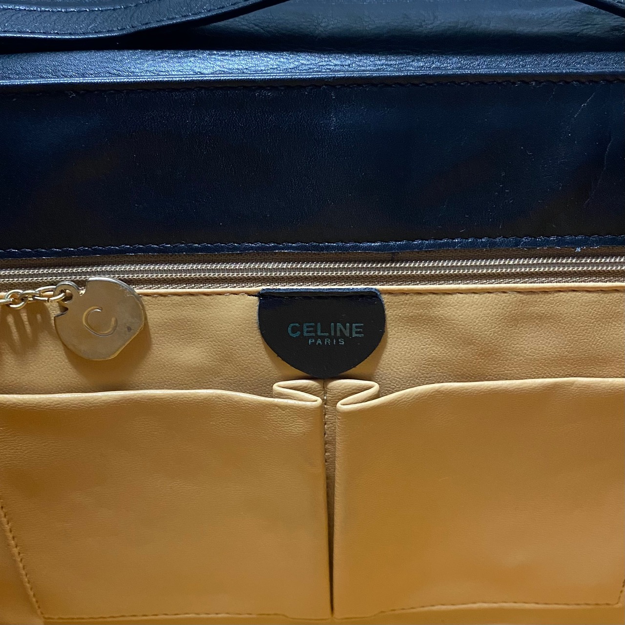 vintage CELINE black leather bag “Turn-Lock”