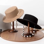 Wool flat top hat with pearl strap (ME014)