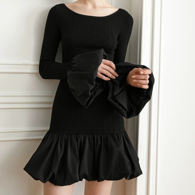 Balloon design mini dress　M1773