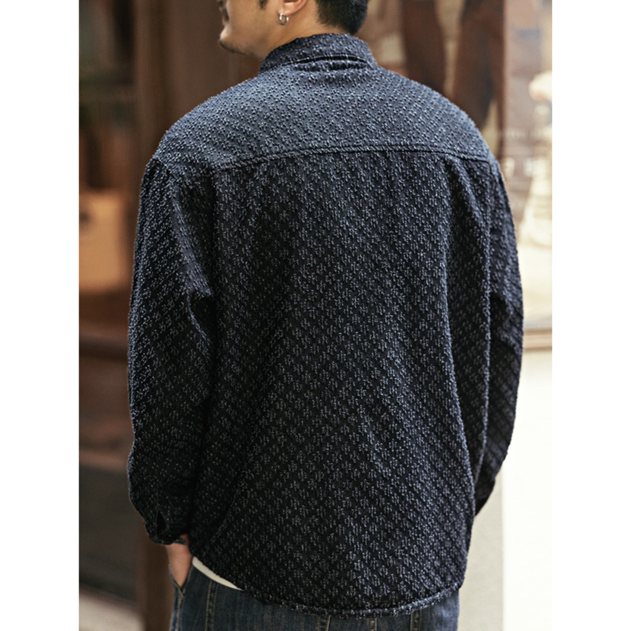 Textured Denim Long Sleeve Shirt ◇H0270