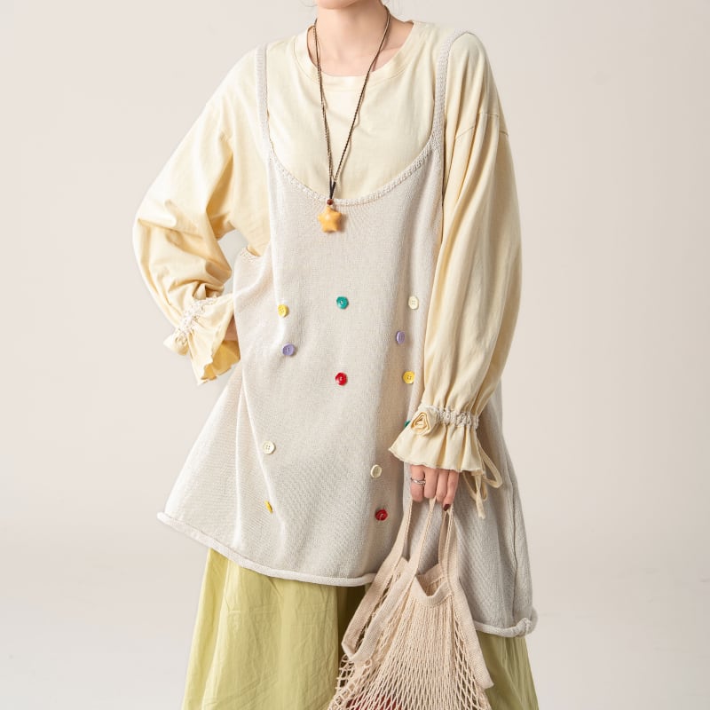 カラフルボタンデザインベスト M2103