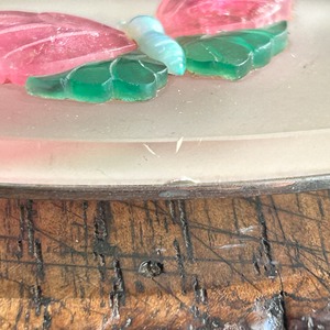 アンティーク　フロスト水晶に蝶の帯留め　難あり現状