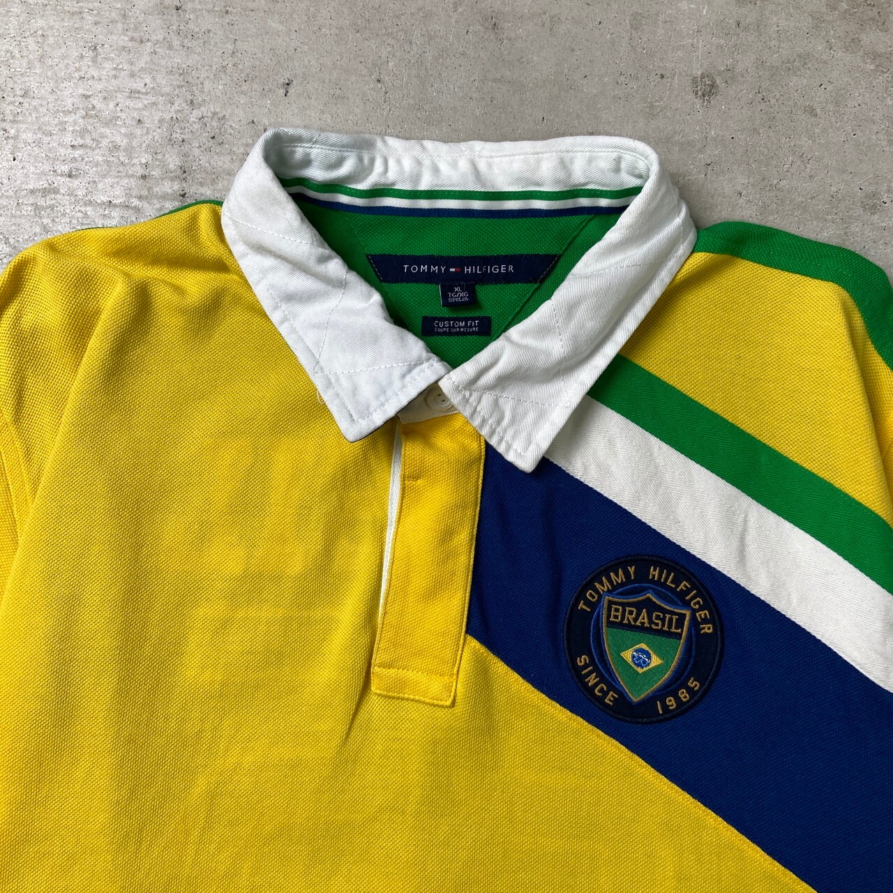 00年代 TOMMY HILFIGER トミーヒルフィガー BRASIL 半袖 ラガーシャツ 