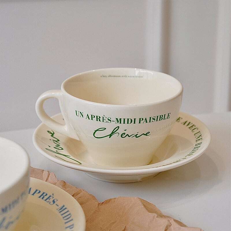【CUP】レトロフランス語カップ&トレーセット