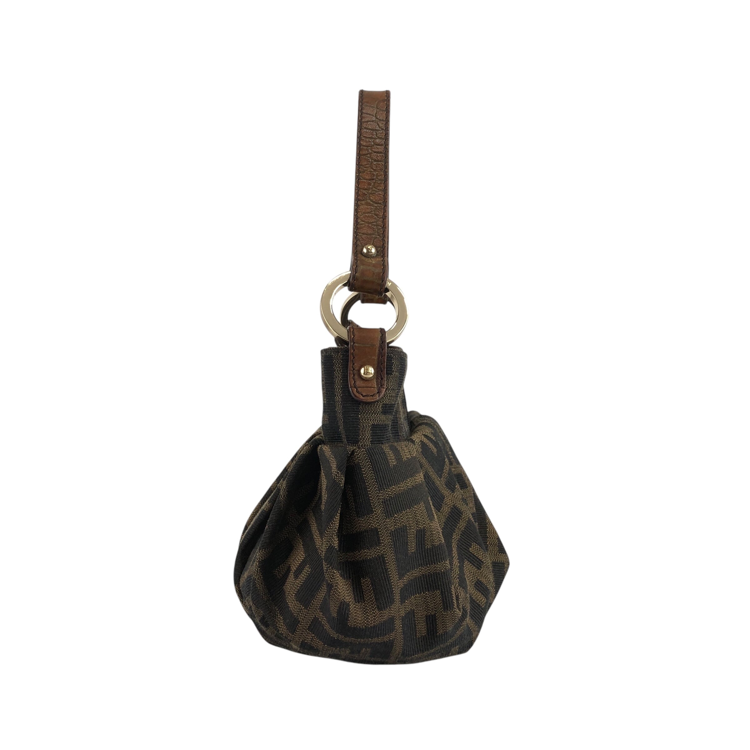 FENDI フェンディ ズッカ ハンドバッグ ブラウン ロゴチャーム FENDI フェンディ ズッカ ハンドバッグ ブラウン ロゴチャーム