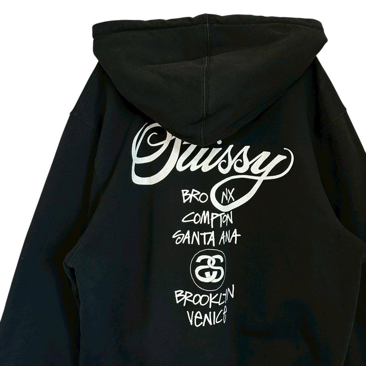 stussy ステューシー ジップパーカー XL バックロゴ プリント ワールド