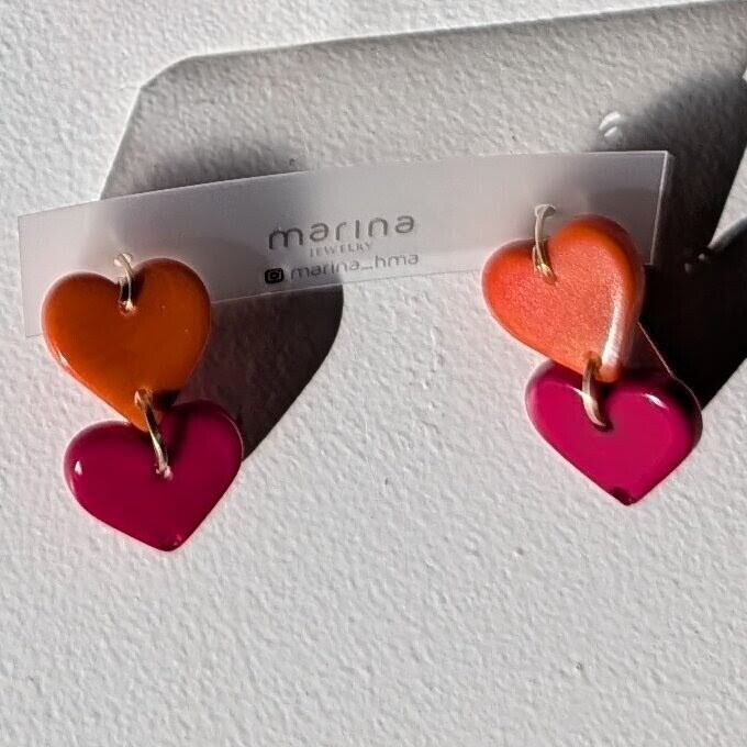 LIMITED14/ 14kgf 2Hearts Tagua Nuts pierced earrings / clip on