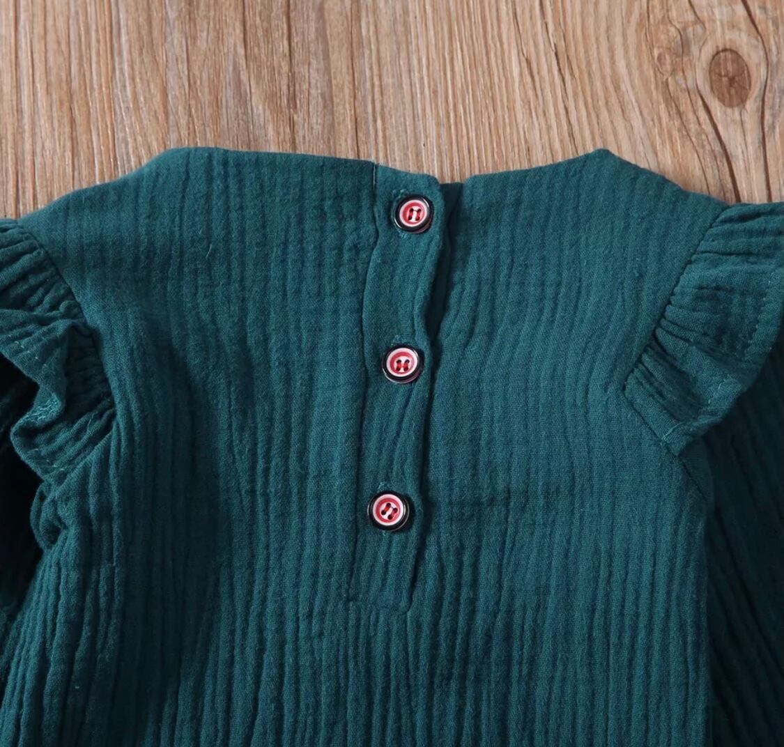 グリーンフラワーカバーオール》》》》》》》ベビー ロンパース カバーオール フリル スタイ 韓国 プチプラ ヴィンテージ 海外子供服 撮影 フォト