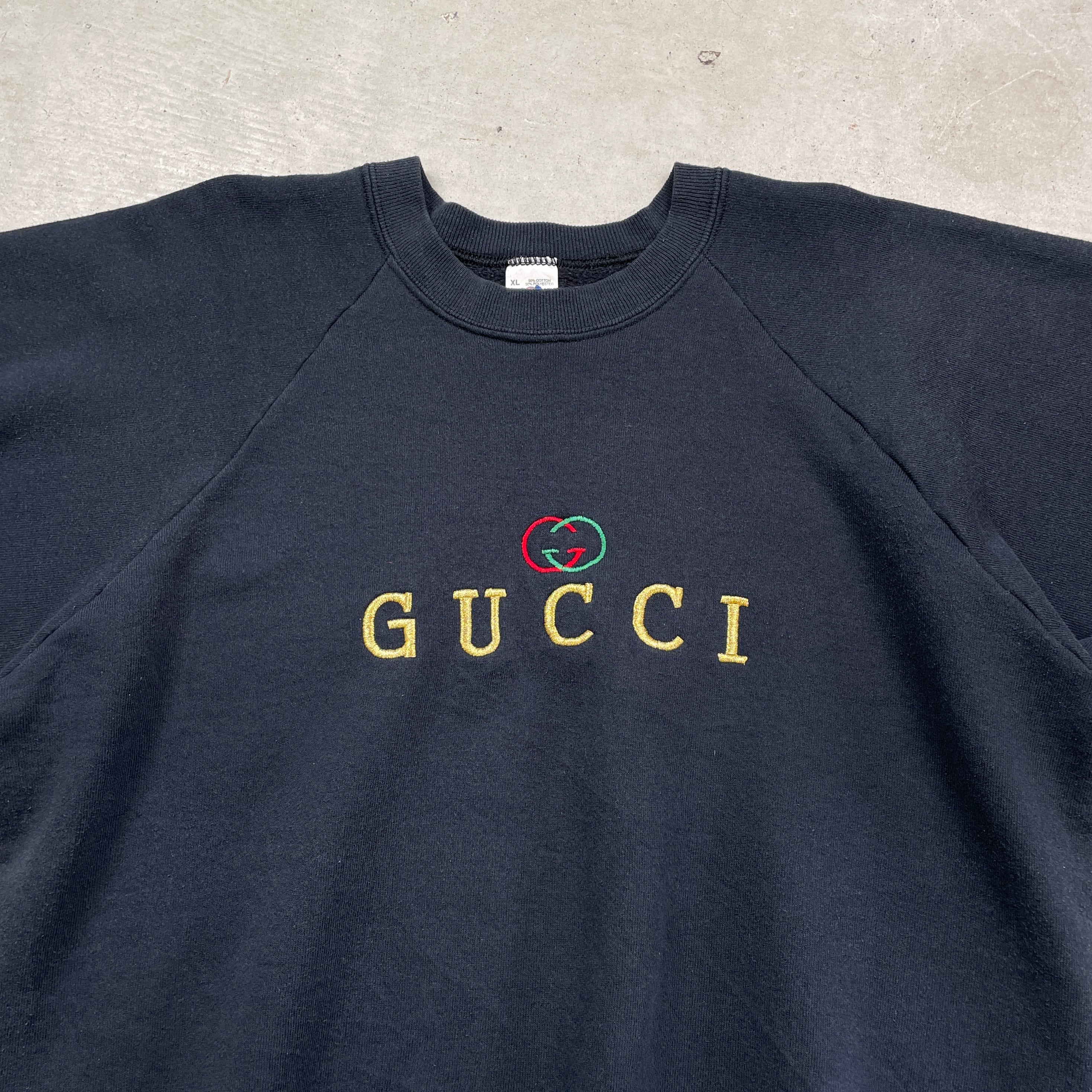 BOOTLEG 90年代 USA製 GUCCI グッチ ロゴ刺繍 スウェットシャツ メンズ 