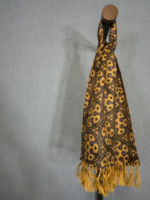 TOOTAL Old Vintage Scarf, Yellow × Geometric Pattern, Made In England!!