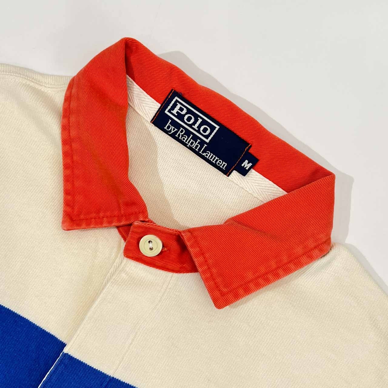 90s 00s Polo by Ralph Lauren ポロバイラルフローレン ボーダー 半袖 ラガーシャツ ポロシャツ M /ビンテージ/ナイガイ