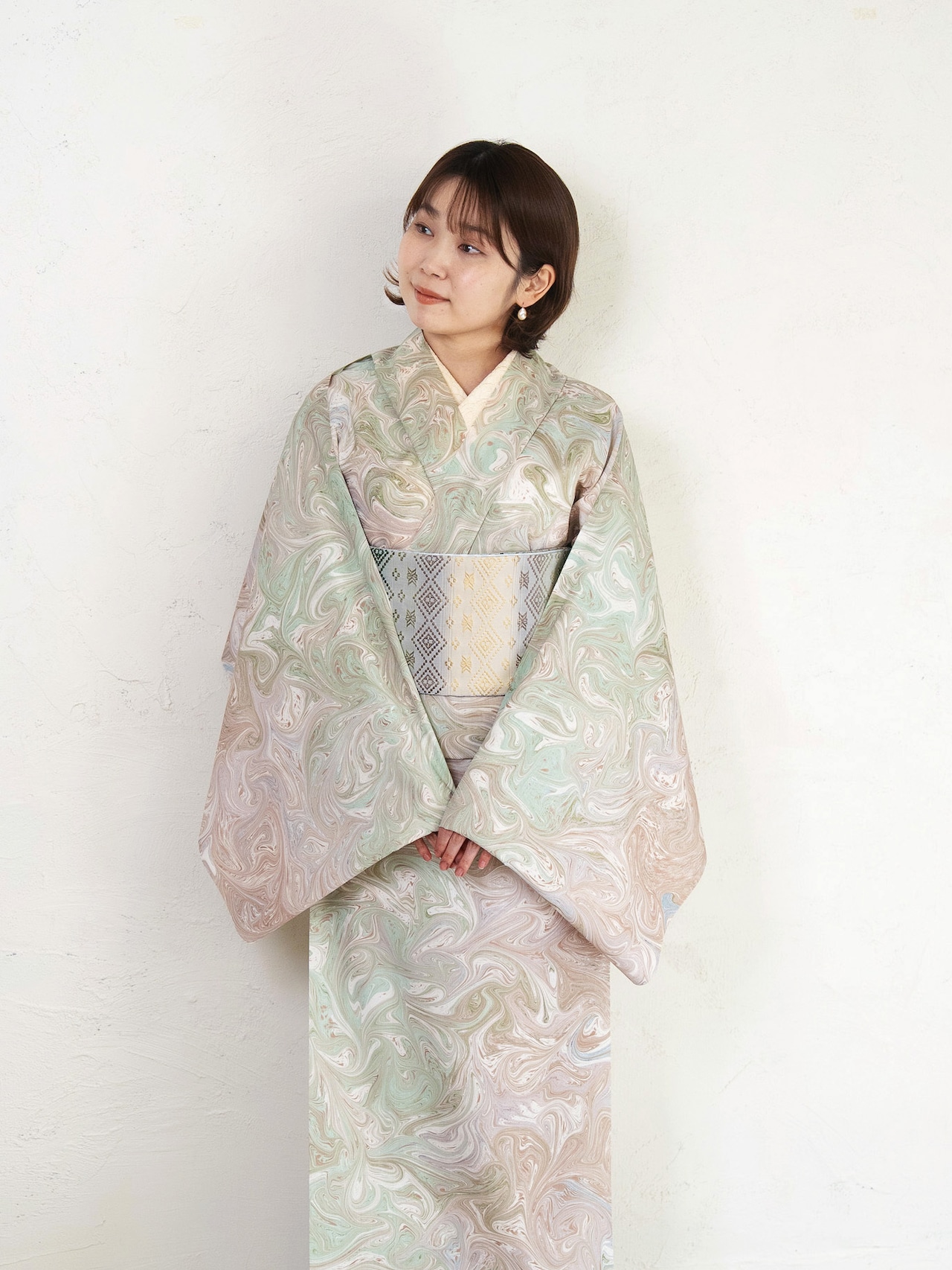 「夢の中の花の池で」マーブル柄〜セオアルファ 浴衣・夏着物・単衣