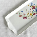 リモージュ　ケーキ皿　レクタングルプレート　白磁花柄　矢車草など　CNP 12TWdz41