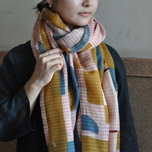 MAPOESIE wool scarves (pink × mustard)