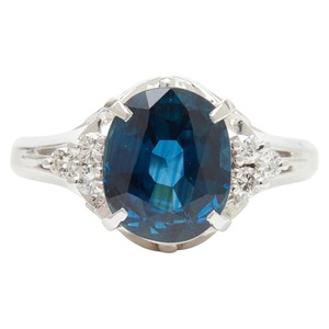 Pt900 プラチナ サファイア2.35ct ダイヤ0.13ct リング 指輪 レディース 12号 【中古】
