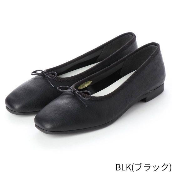 ピッピシック 36 パンプス バレエシューズ スクエアトゥ 黒 リボン