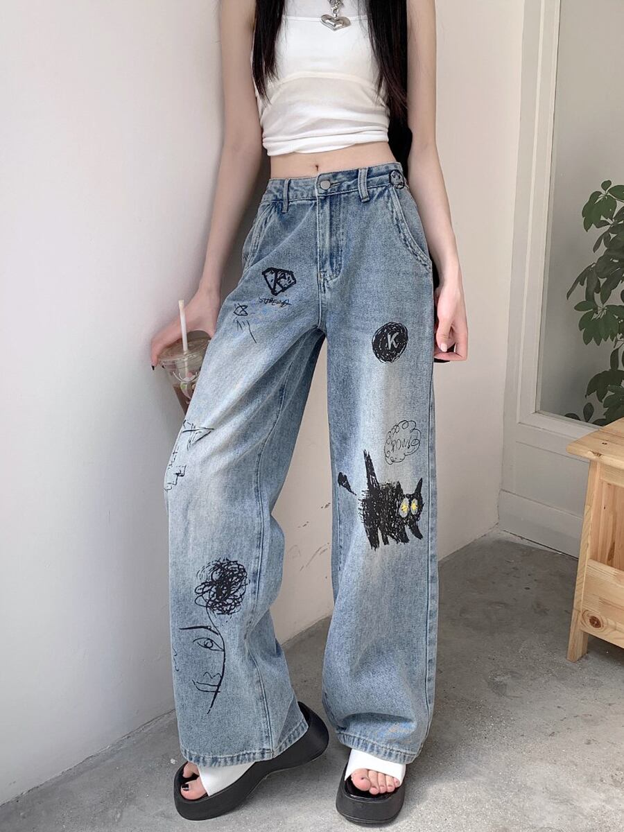 エックスガール 落書き風 デニム