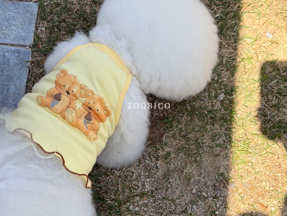 friend t-shirt XS ~ XL 3color / 犬 服 ショート丈 クマ 犬服 夏 キャミソール おぱんつカット タンクトップ 涼しい crop top 薄手 ノースリーブ 可愛い 韓国 ペット服 犬の服 ドッグウェア 袖なしTシャツ 猫 top164