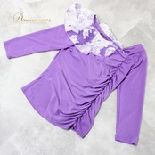 社交ダンス 衣装 スタンダード トップス レッスンウェア レディース ICHIOKU 練習着 ホワイト系 パープル系 紫 白 フリル 華やか イチオク デザイン 紫系 白系 バイカラー 伸縮性あり ストレッチ シンプル きれいめ 大人可愛い フォーマル 上品 体型カバー ダンスウェア 社交ダンス衣装 練習用 ルームウェア スリムフィット レディース長袖 パープル 長袖