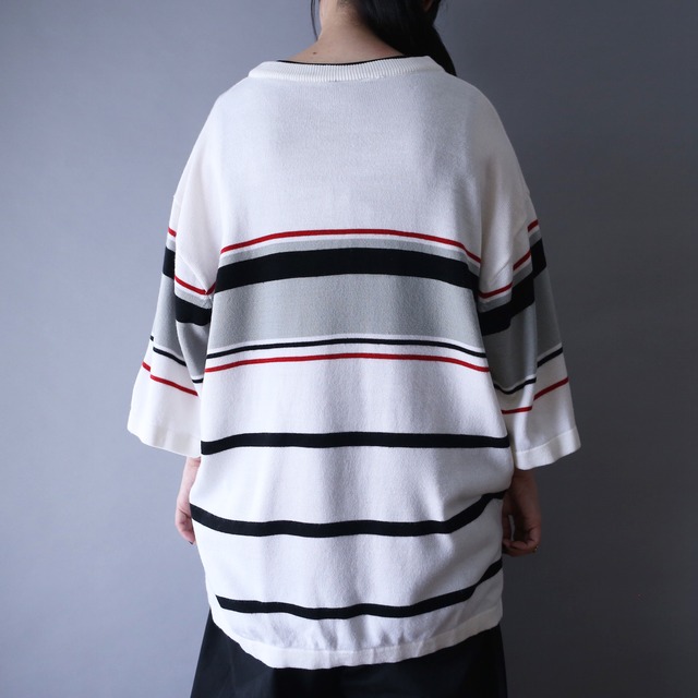 "SOUTH POLE" good coloring border over silhouette h/s knit cut sew