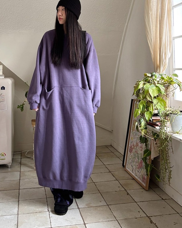 ロングスウェットワンピース Q0346